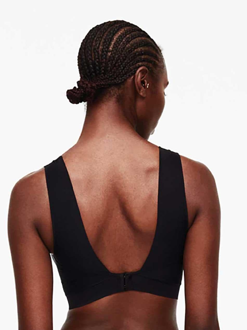 Bralette sin aros preformado con encaje - Negro