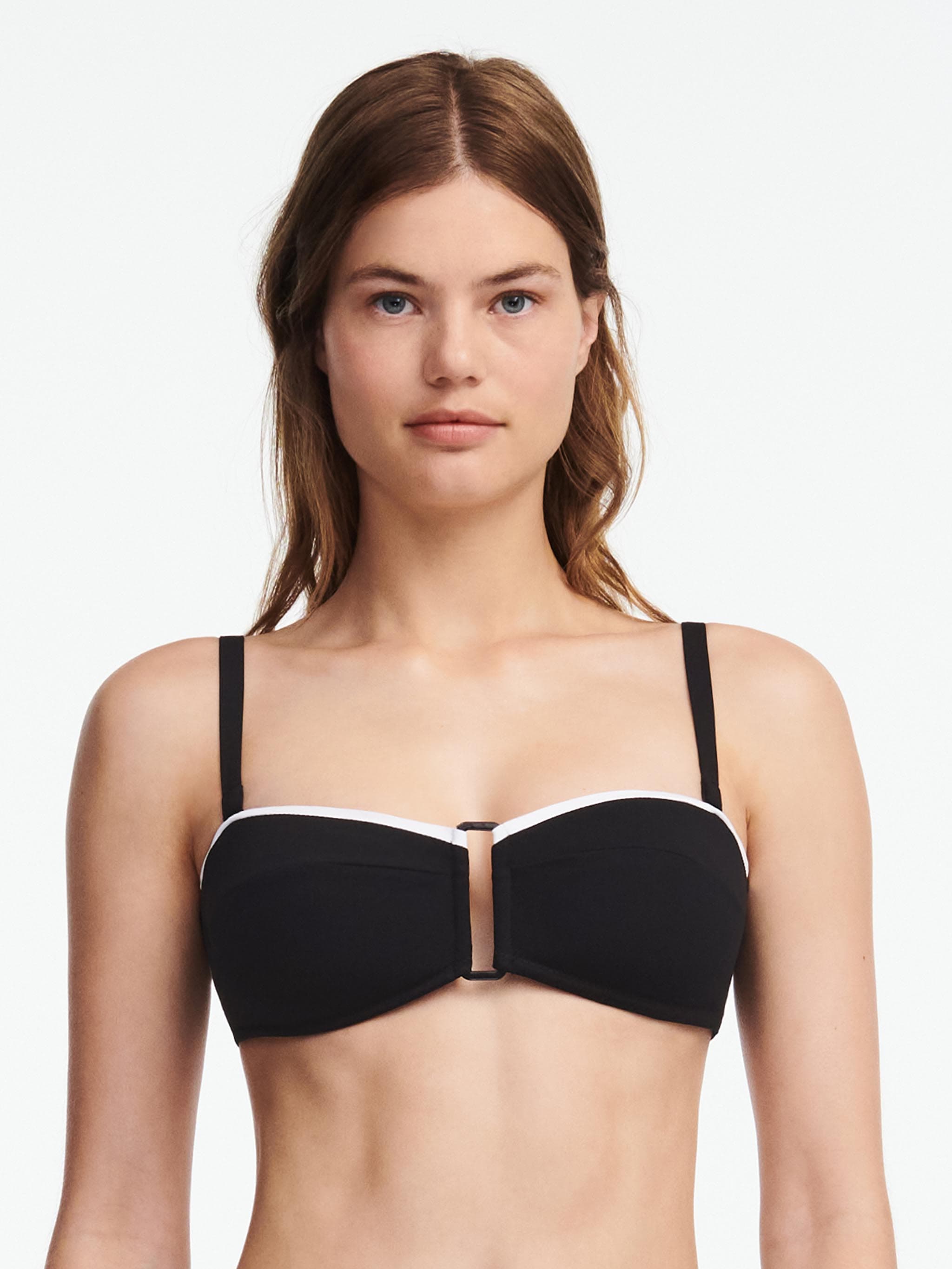 Sujetador bandeau sin aros con tirantes extraíbles - Negro y blanco