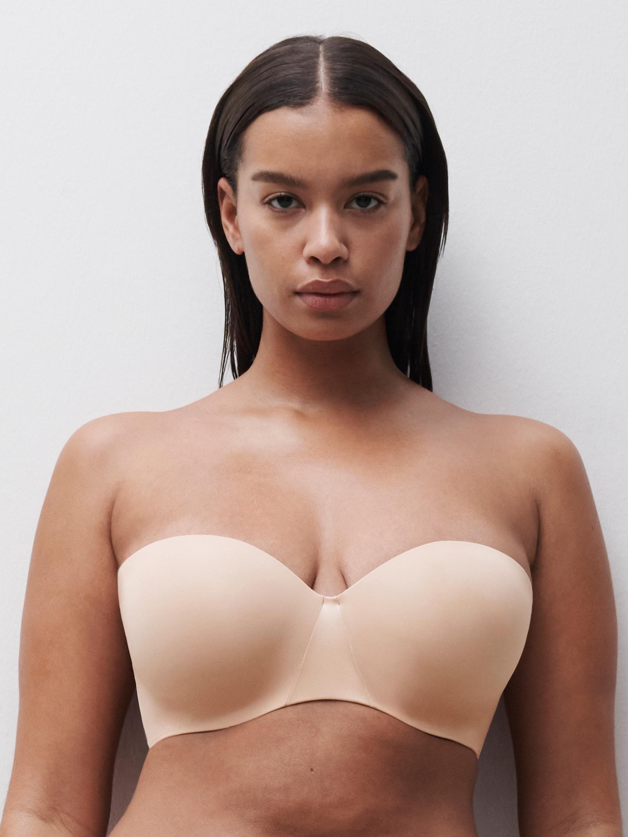 Sujetador Bandeau preformado con tirantes extraíbles - Beige dorado