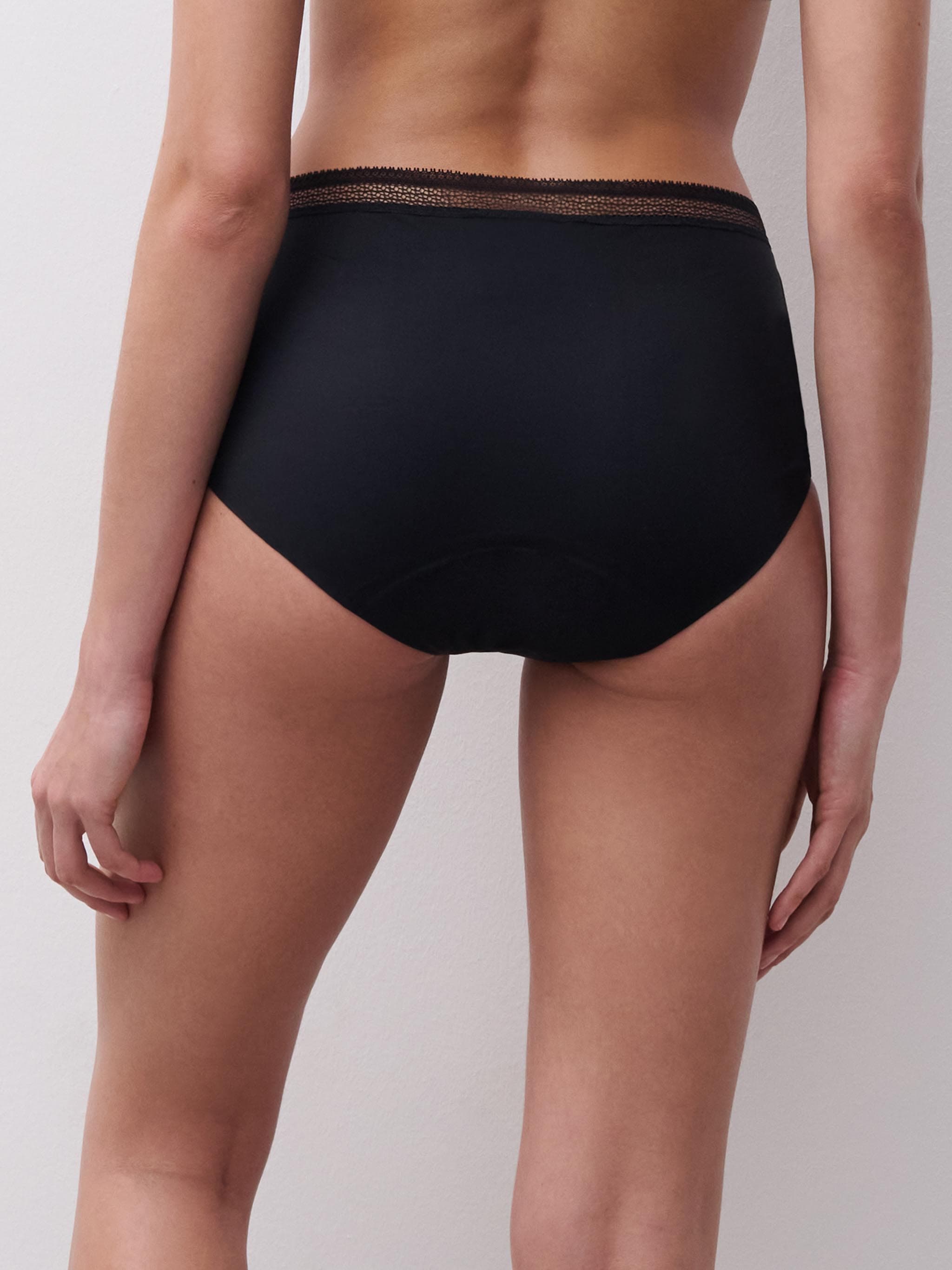 Braga menstrual de talle alto - Negro