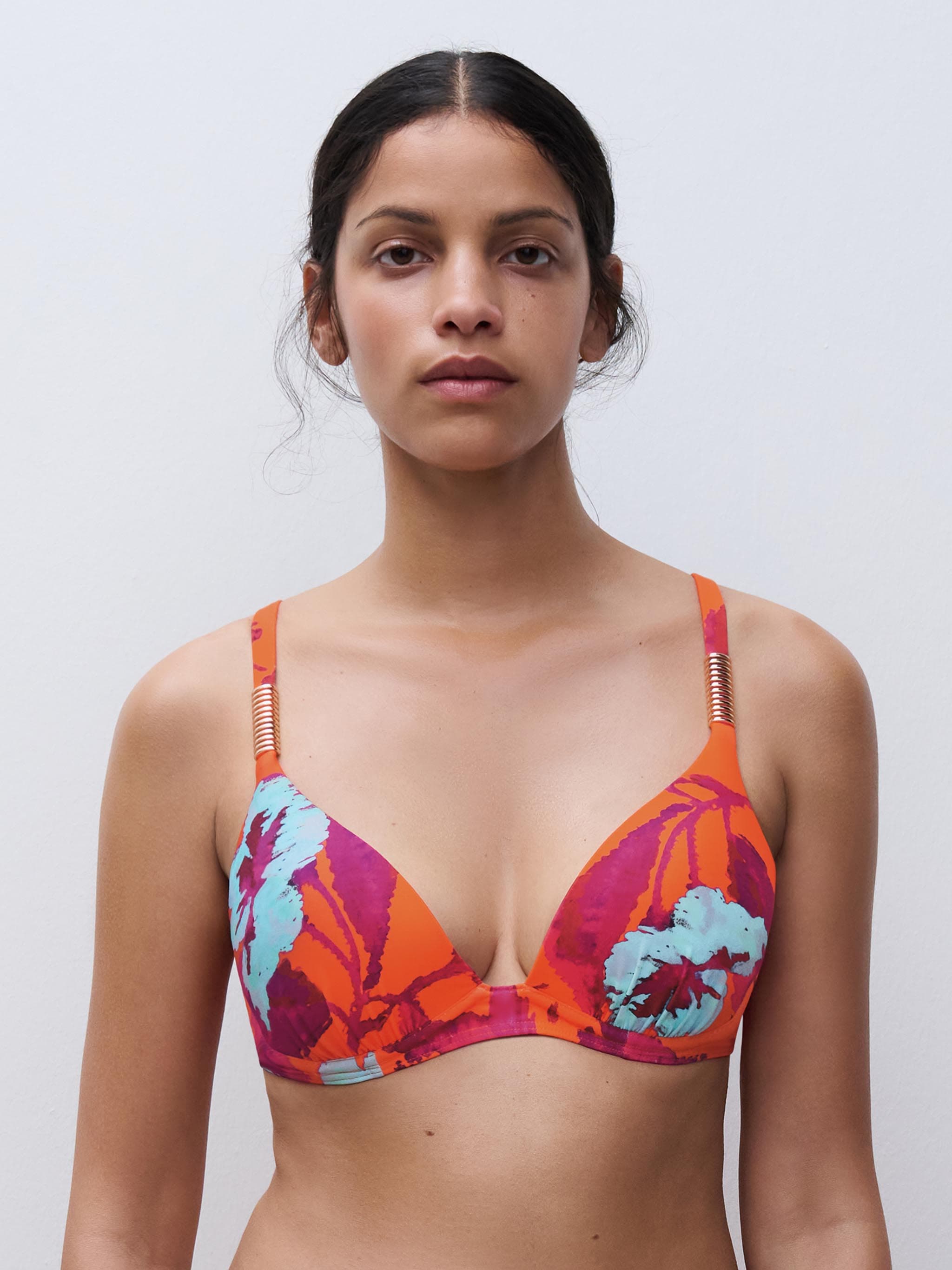Sujetador Push-Up con tirantes multiposición - Naranja Floreado
