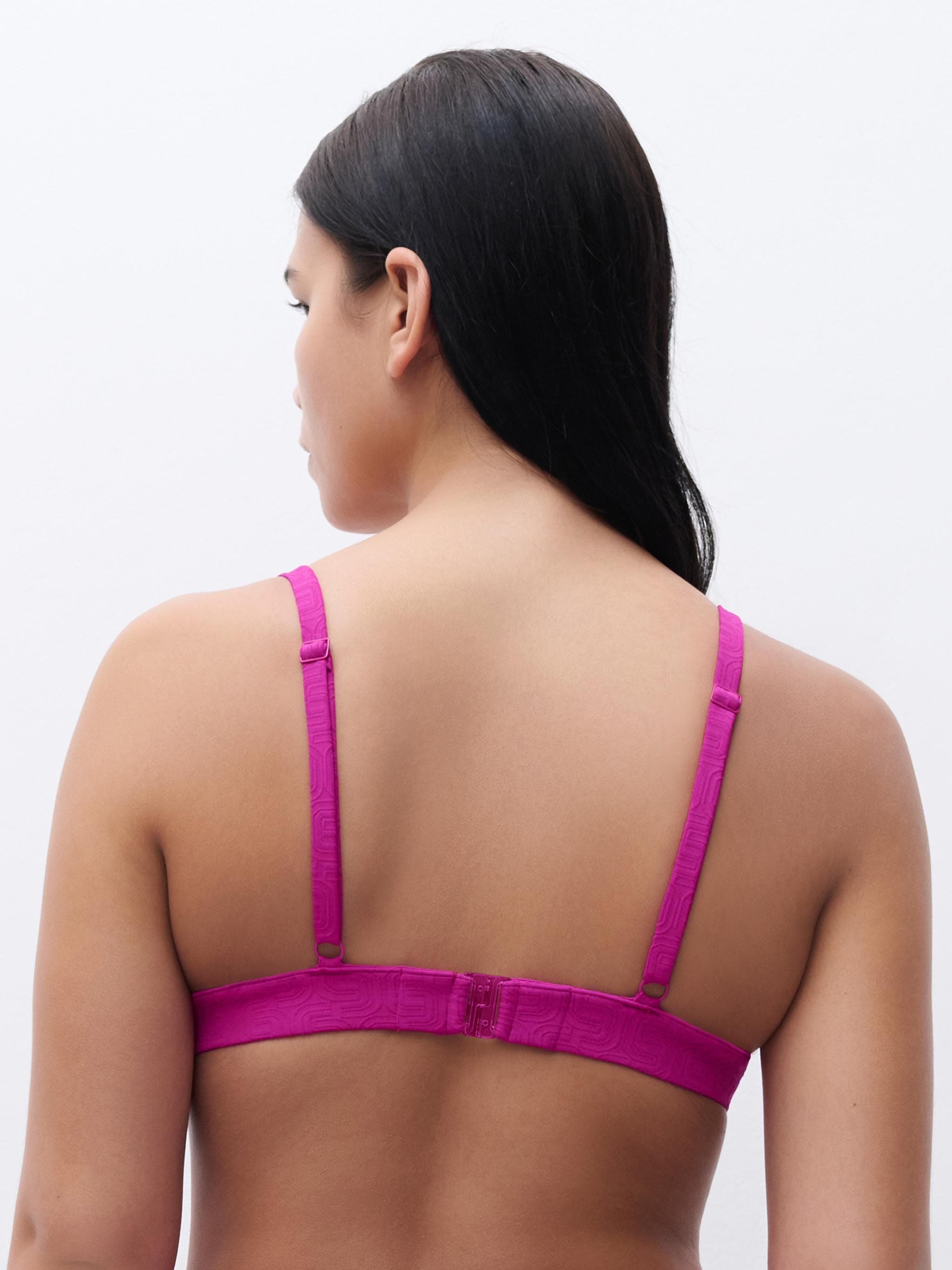 Sujetador sin aros triángulo con almohadillas de tejido transpirable spacer - Fucsia Tirio