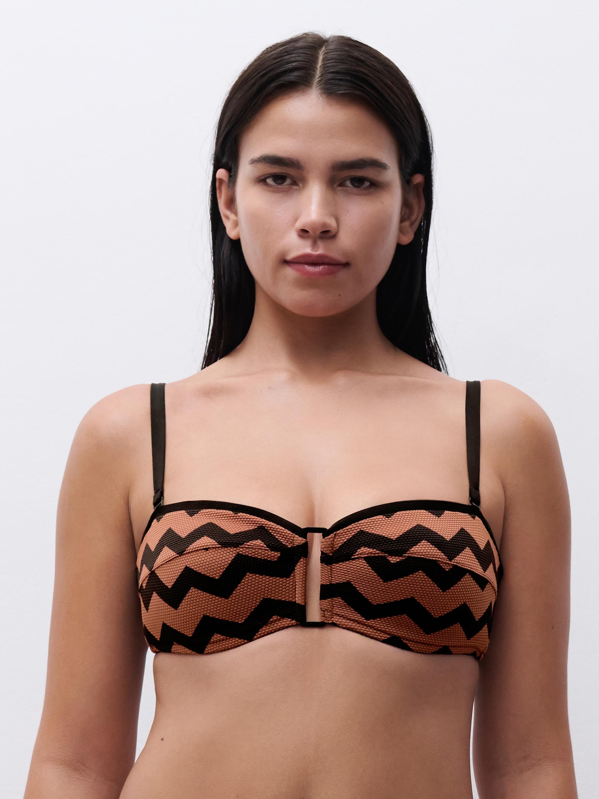Sujetador Bandeau preformado con tirantes extraíbles - Marrón Hipnótico