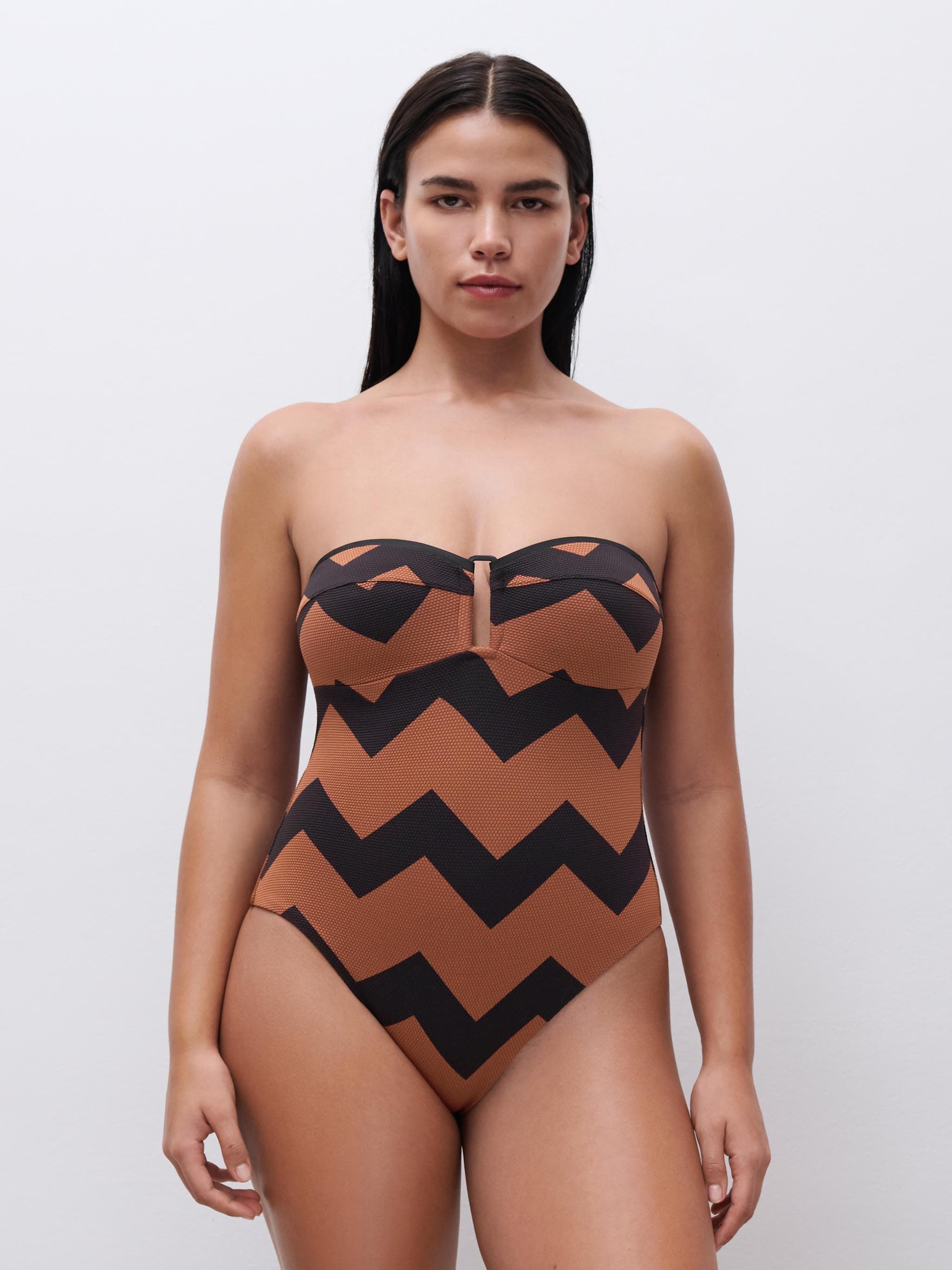 Bañador bandeau sin aros  - Marrón Hipnótico
