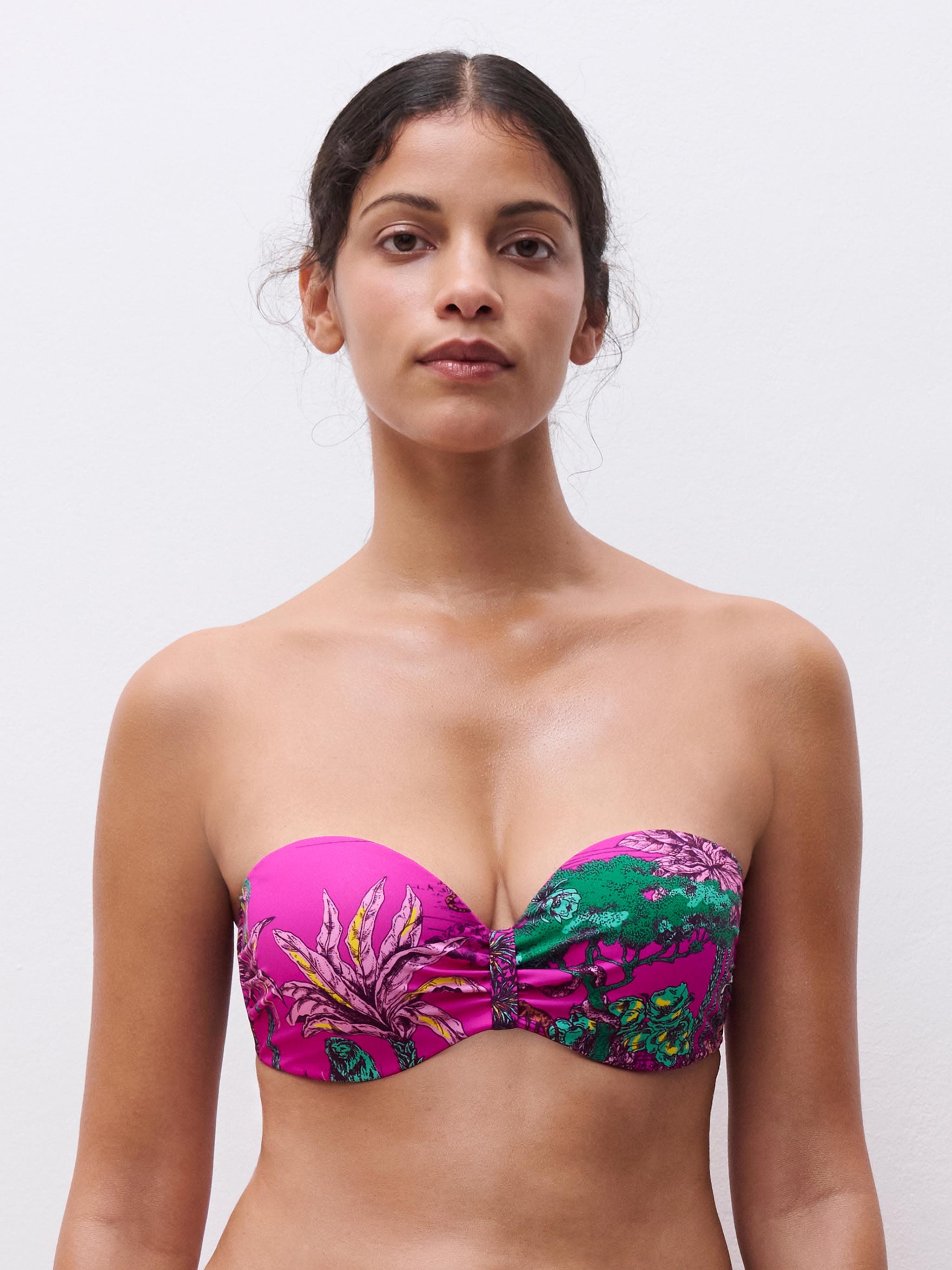 Sujetador Bandeau preformado con tirantes extraíbles - Rosa Selva