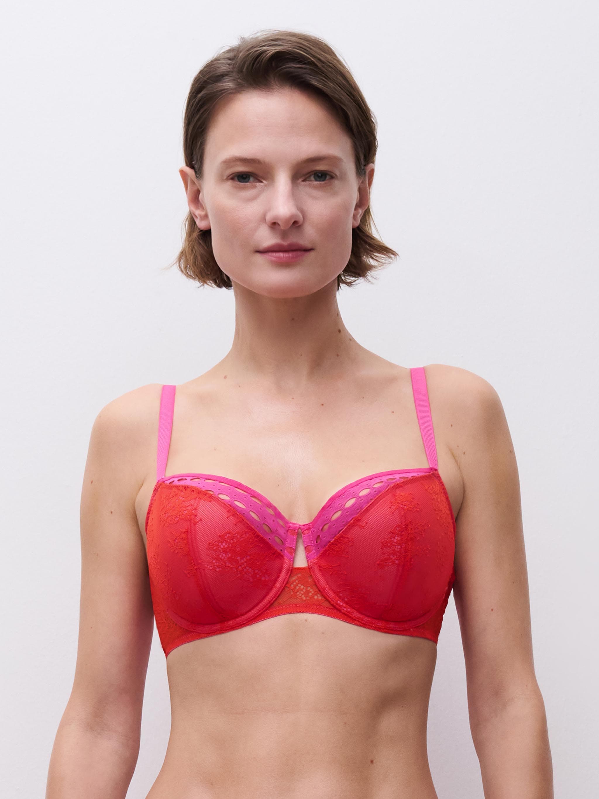 Sujetador Balconette - Rojo Fuego / Morado Fucsia