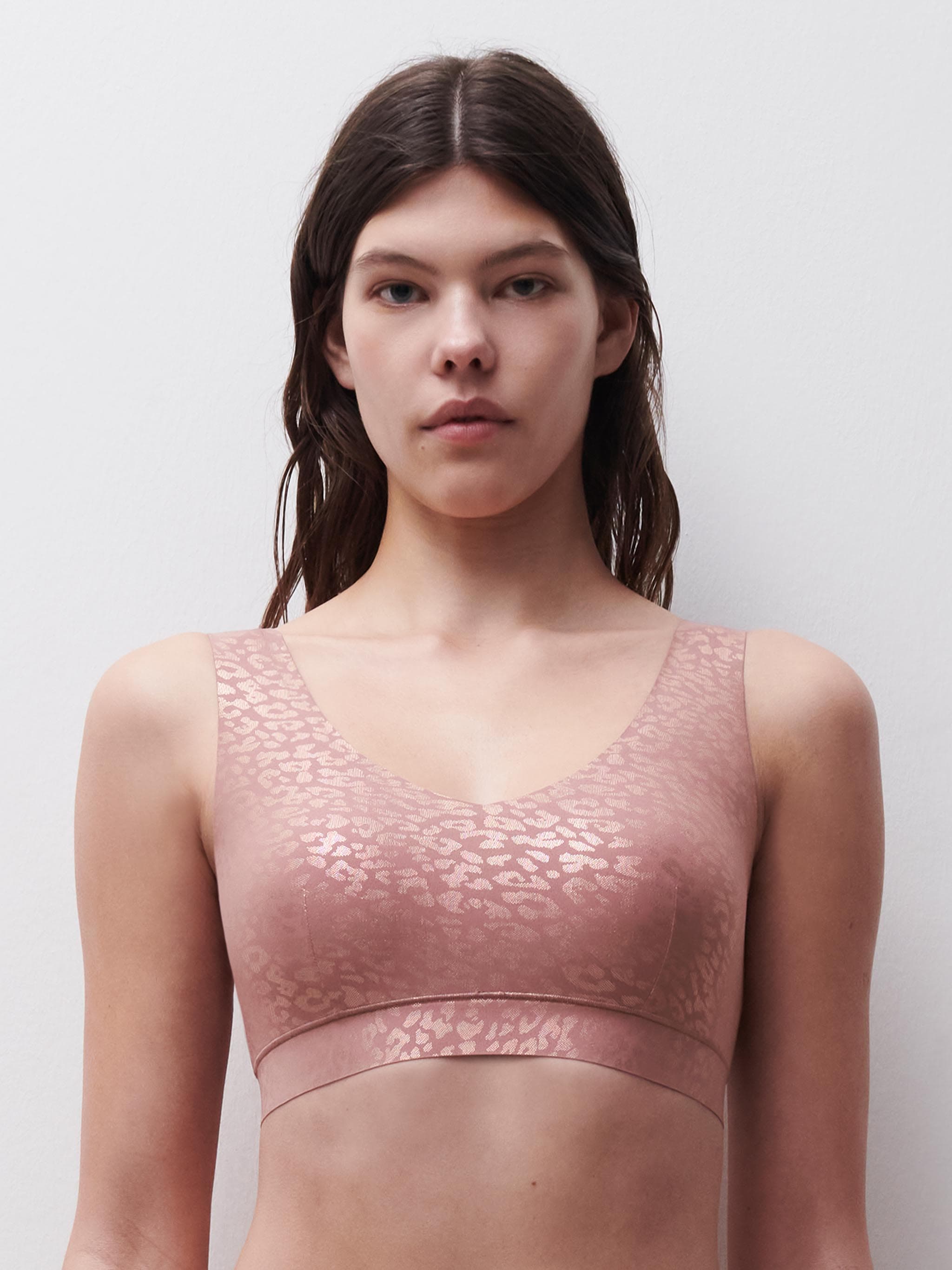 Brassière coques V Neck - Leopard Paillettes Rose