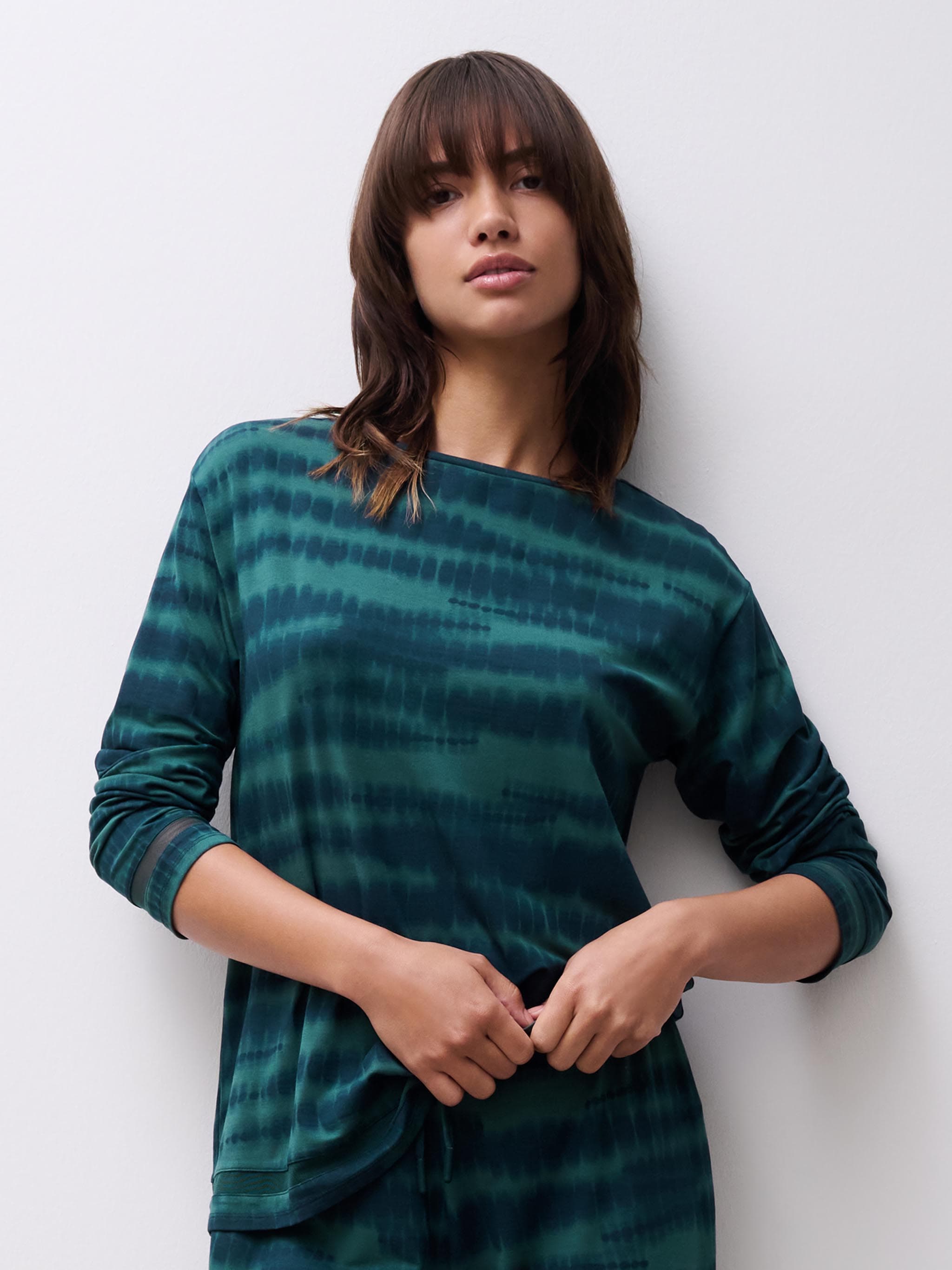 T-shirt manches longues - Imprimé Shibori Vert
