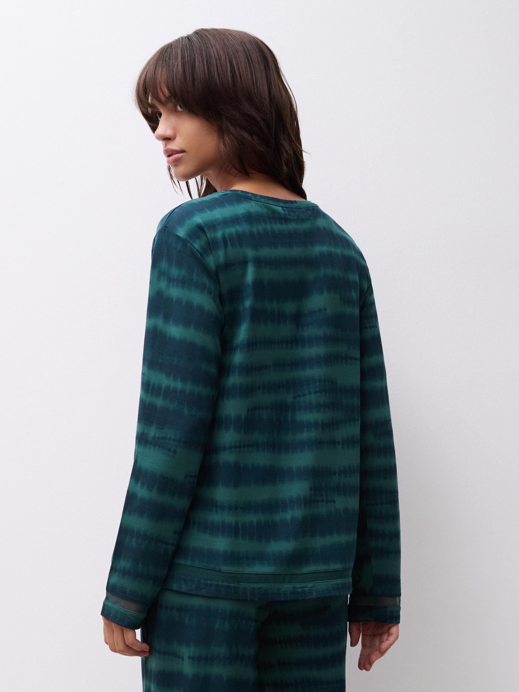 T-shirt manches longues - Imprimé Shibori Vert