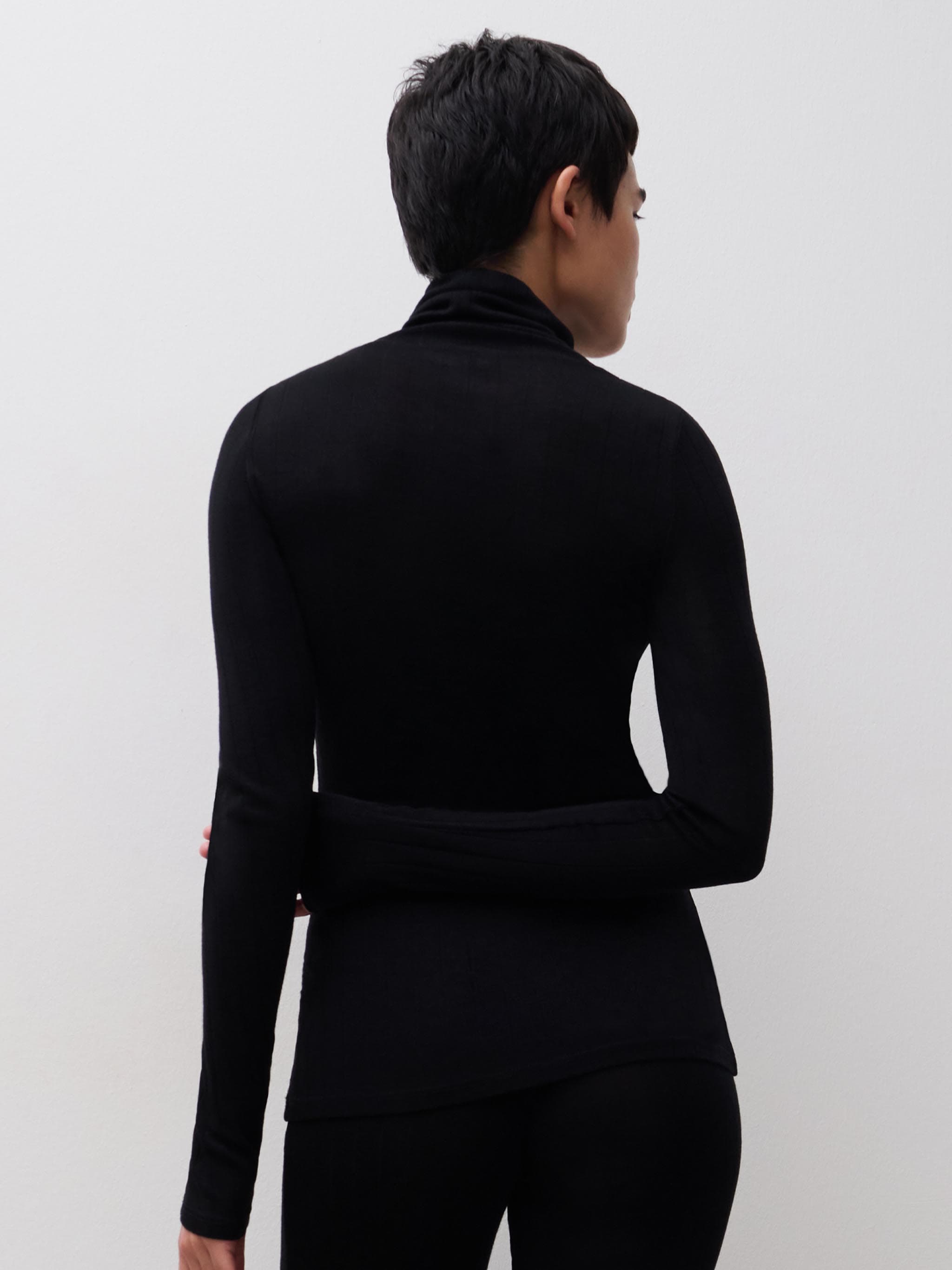 Långärmad T-shirt med turtleneck - Noir
