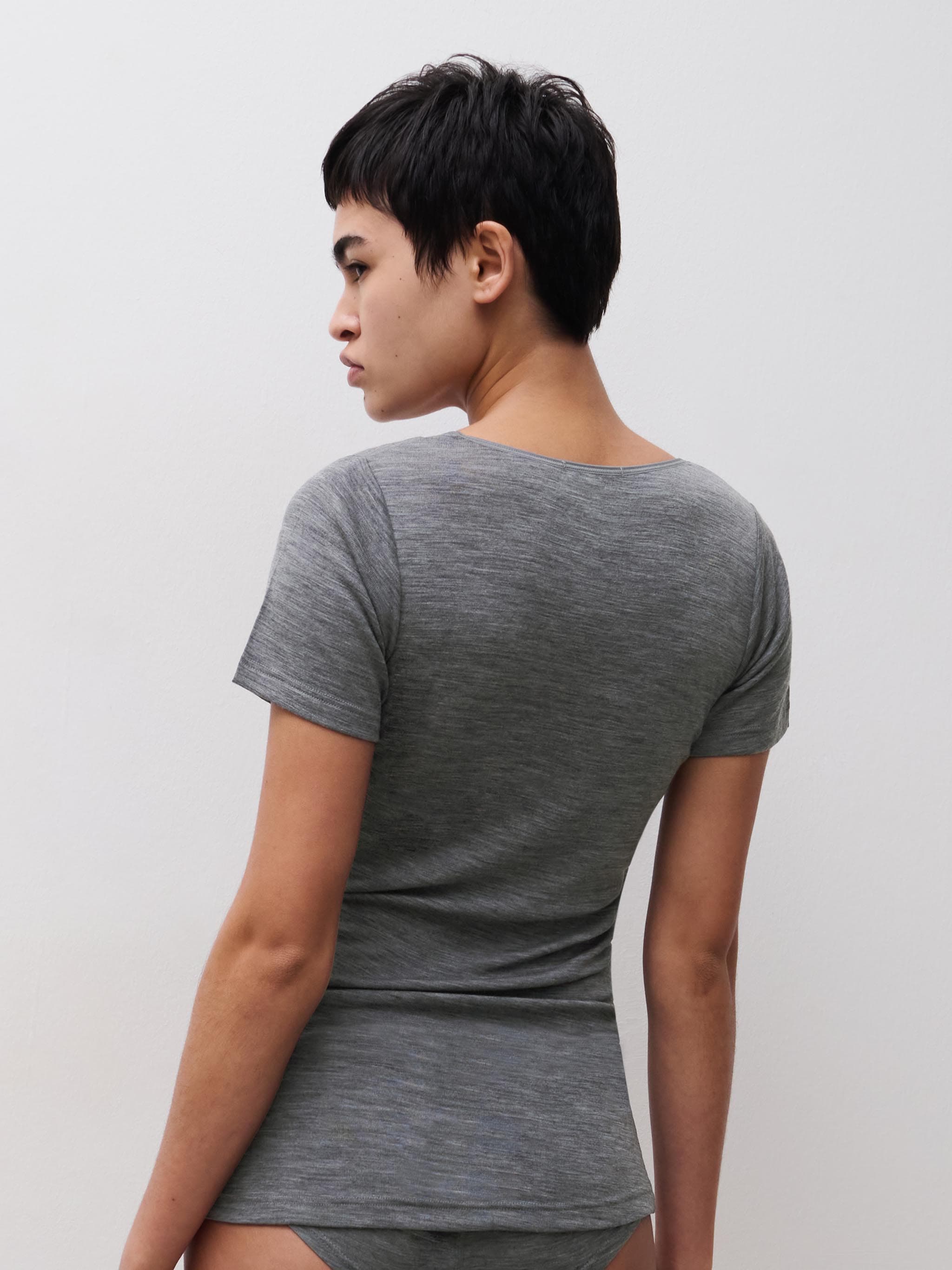 Kortärmad T-shirt - Gris chiné