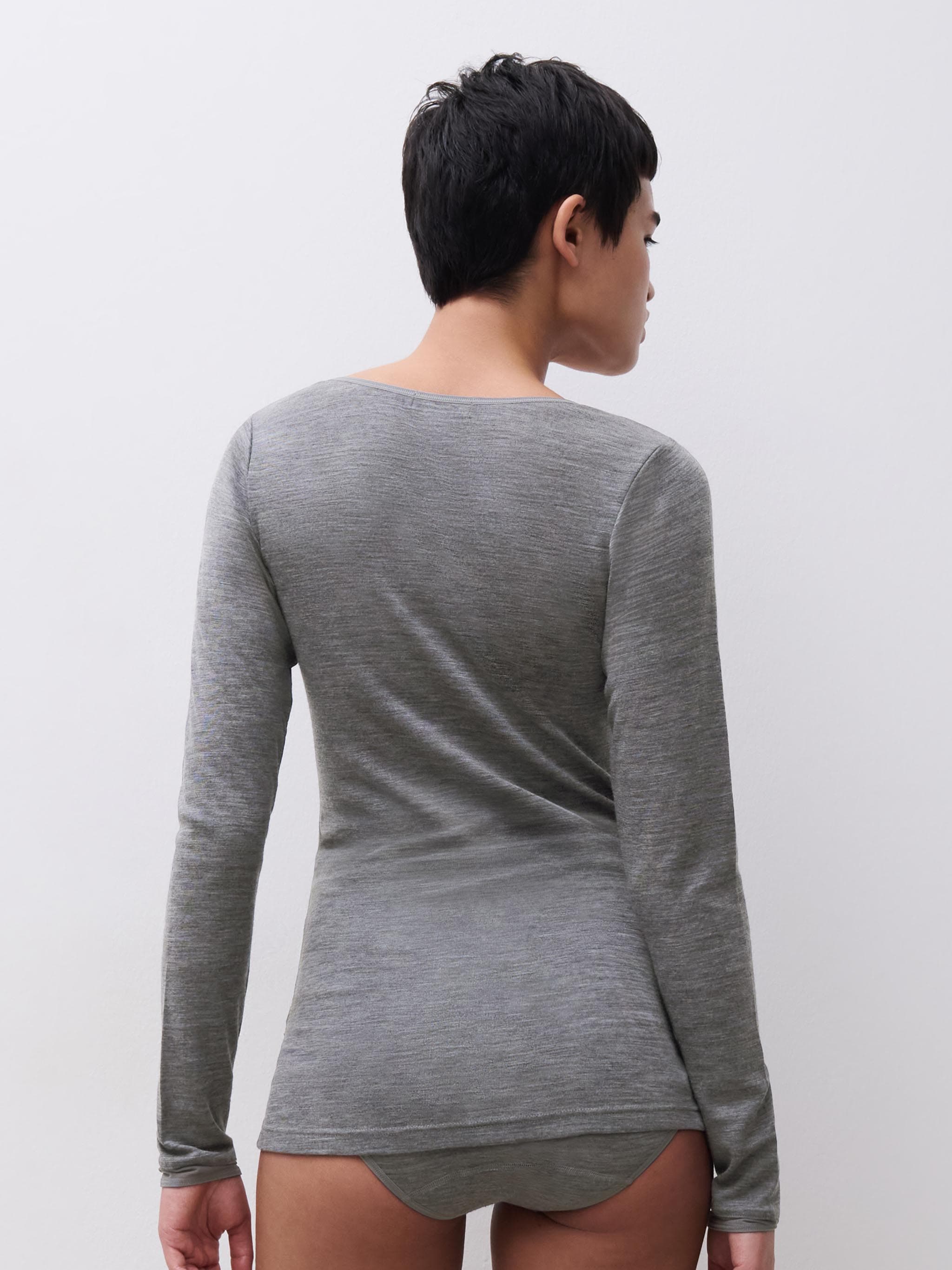 Långärmad T-shirt - Gris chiné