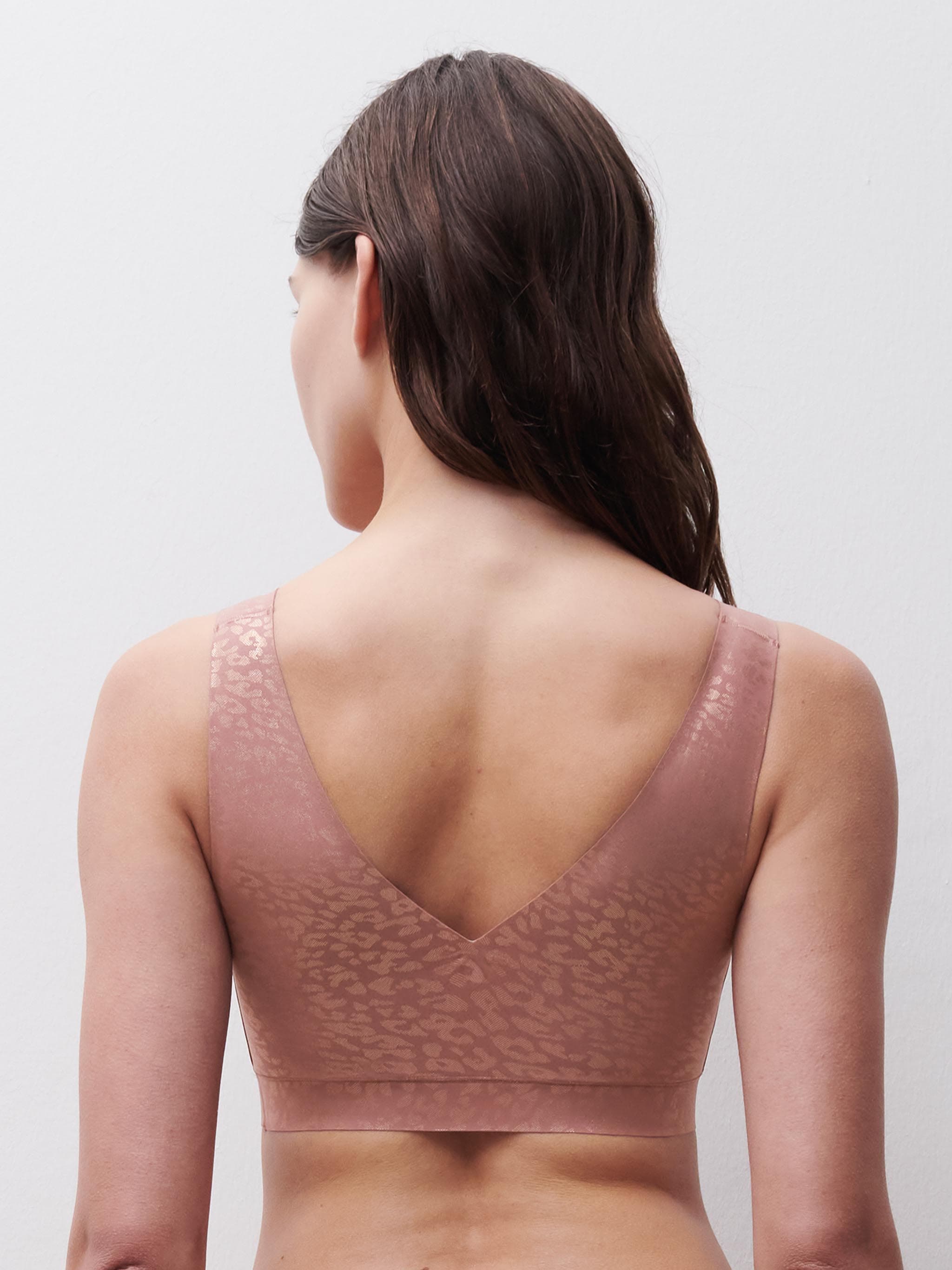 Padded Bra scollatura a V - Leopard Paillettes Rose