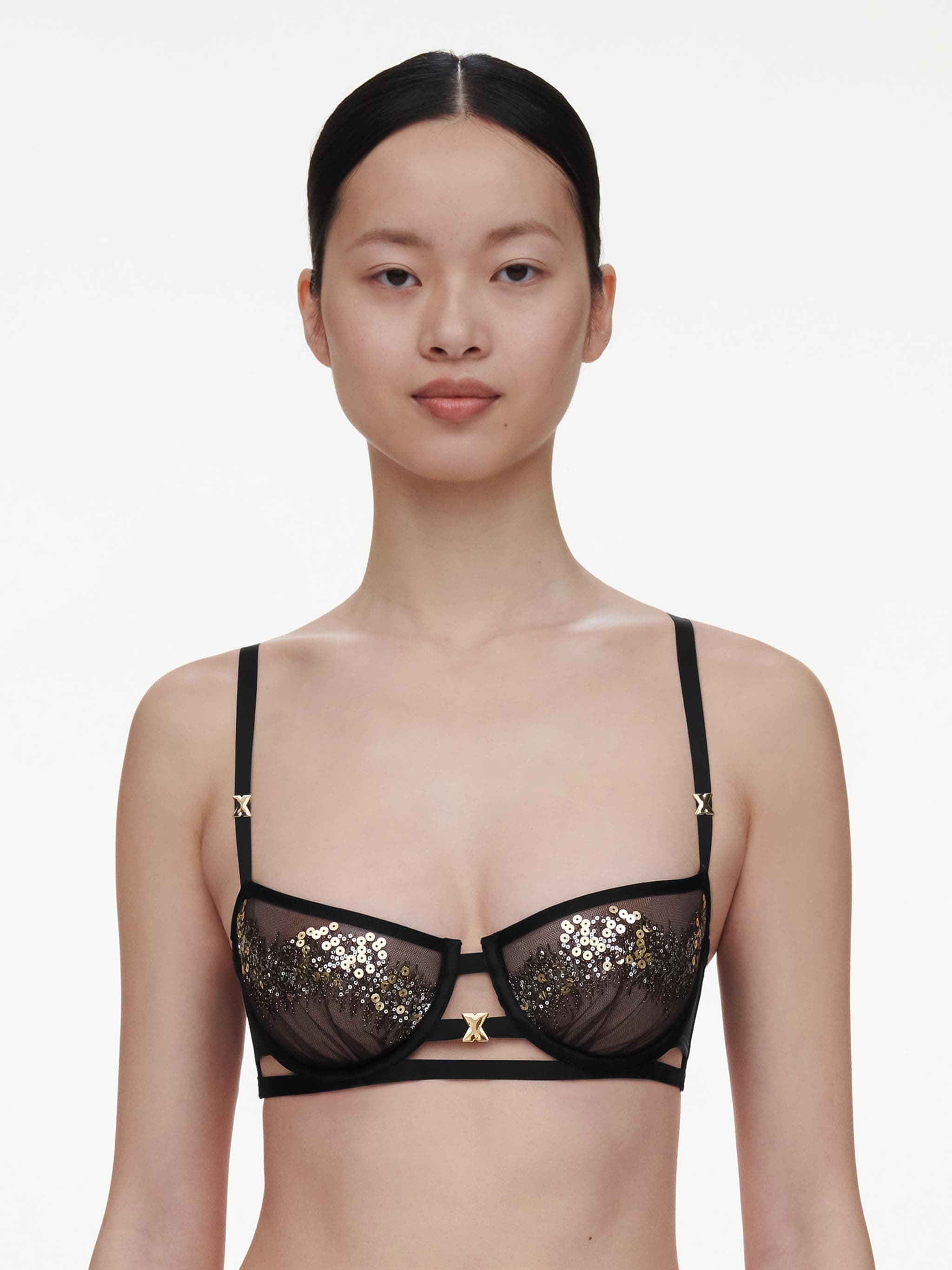 Balconette bh - Glitter Black