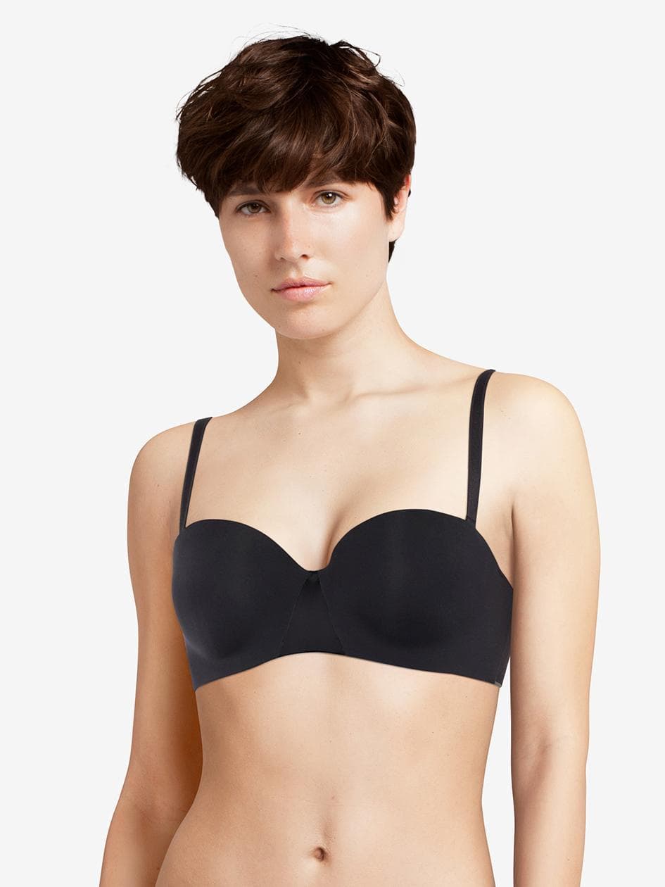Voorgevormde bandeau bh met afneembare bandjes - Black