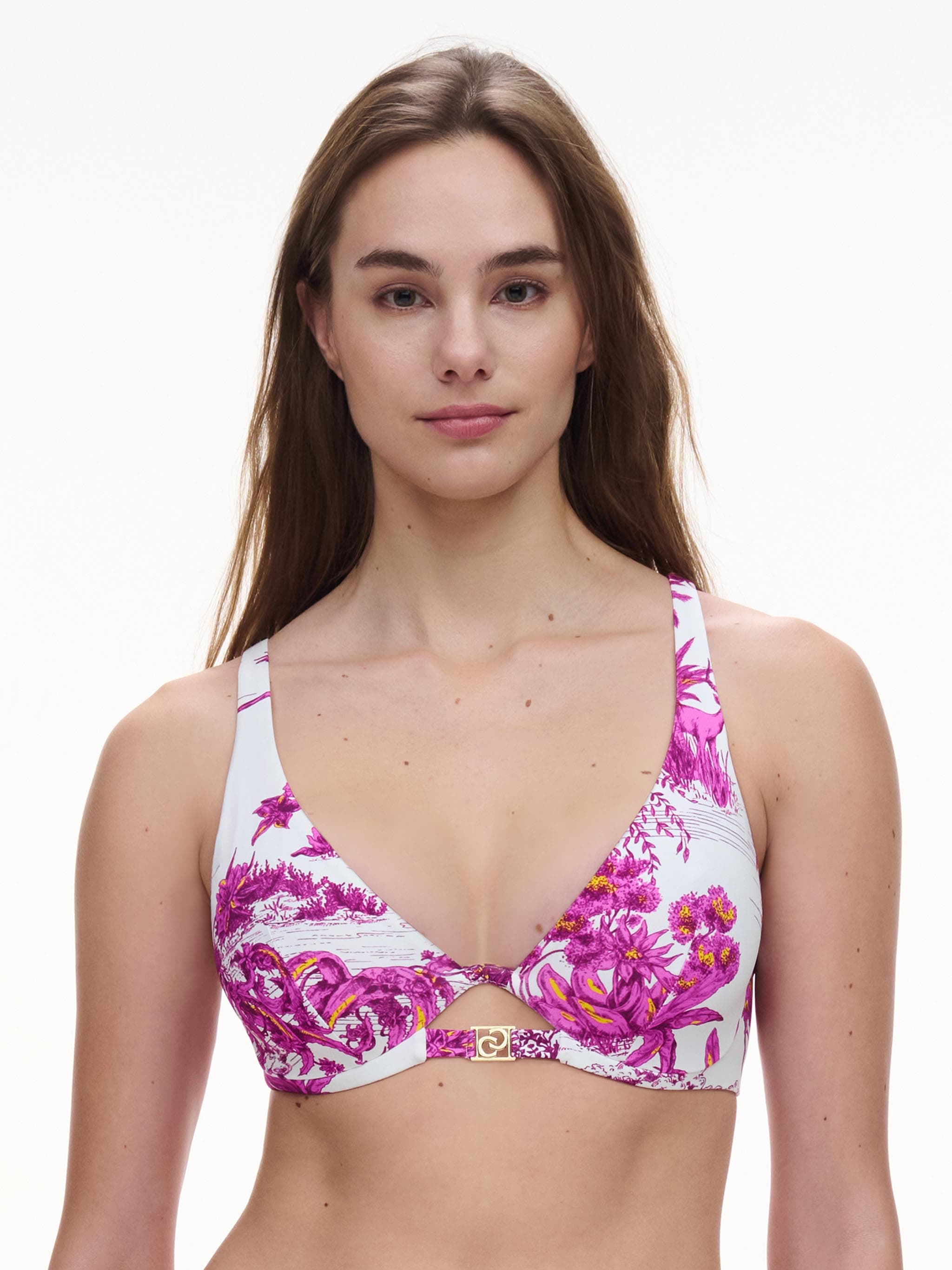 Plunge bh met ééndelige beugel en multiway bandjes - Jungle wit