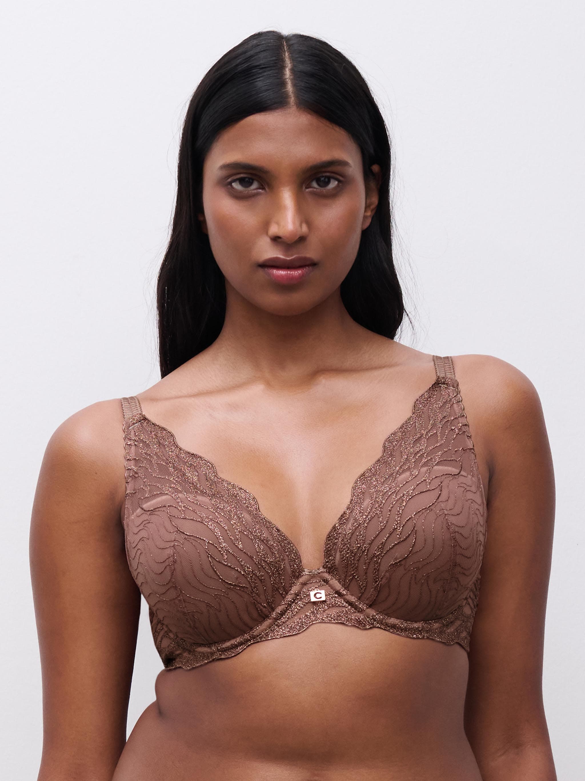 Voorgevormde plunge bh - Cannelle Lurex
