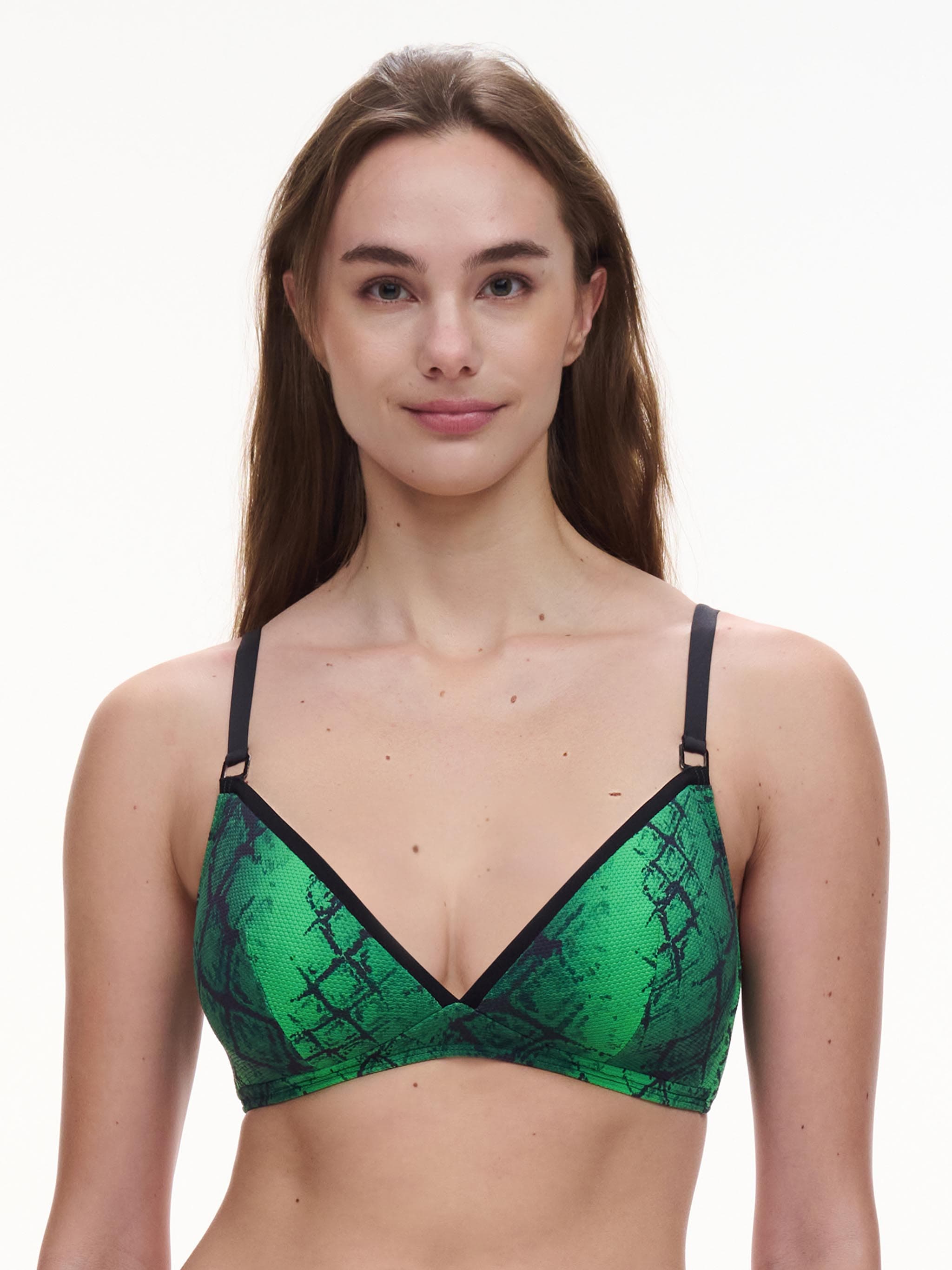 Triangel bygelfri bh med spacer vaddering och multifunktionella axelband - Green Python