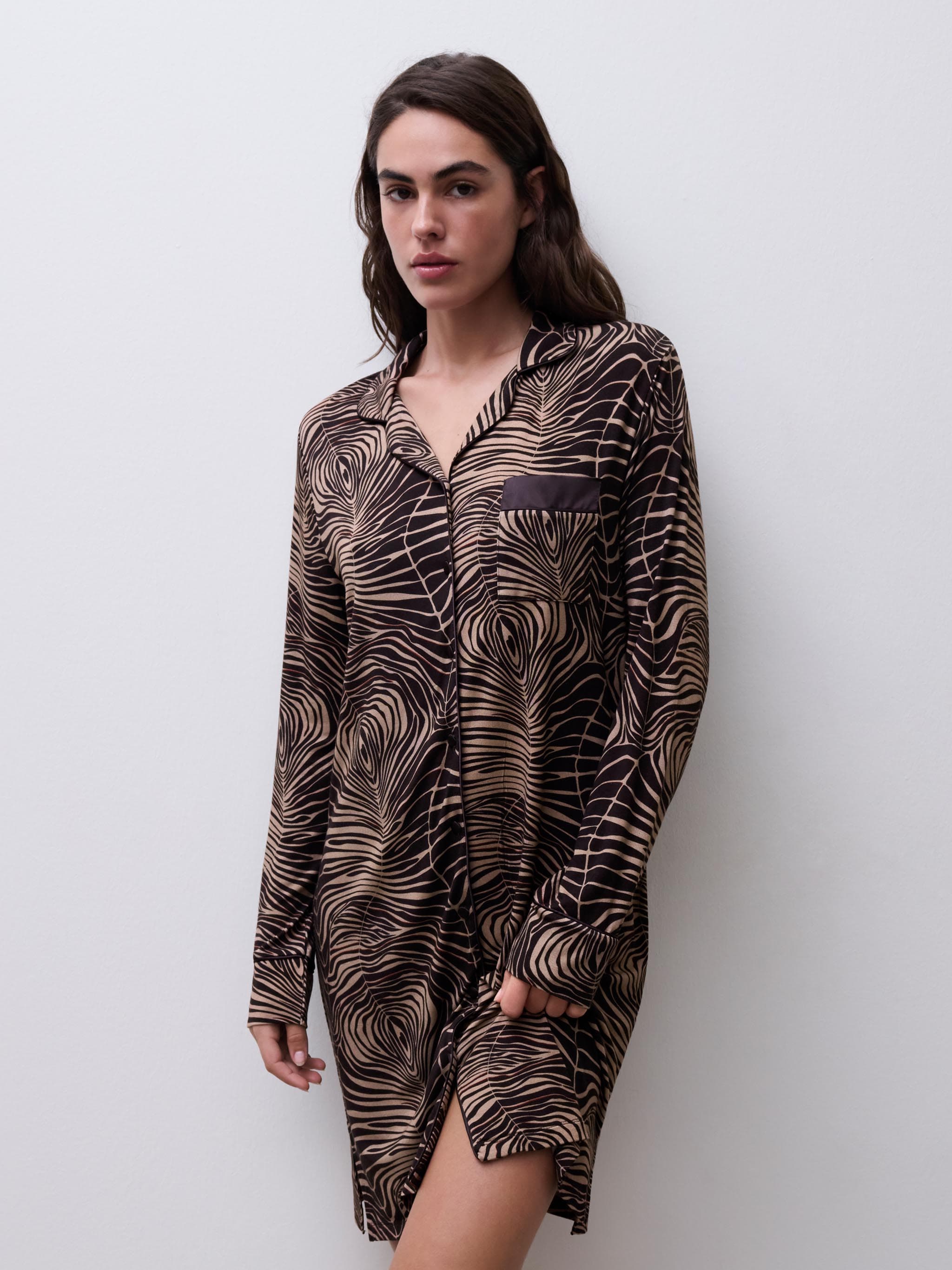 Långärmad nattskjorta - Zebra Print